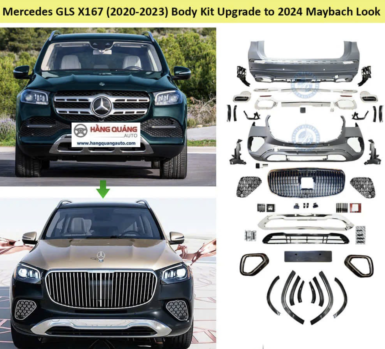 Body Kit Nâng Cấp Độ Mercedes GlS 400/450 up GLS 600 Maybach