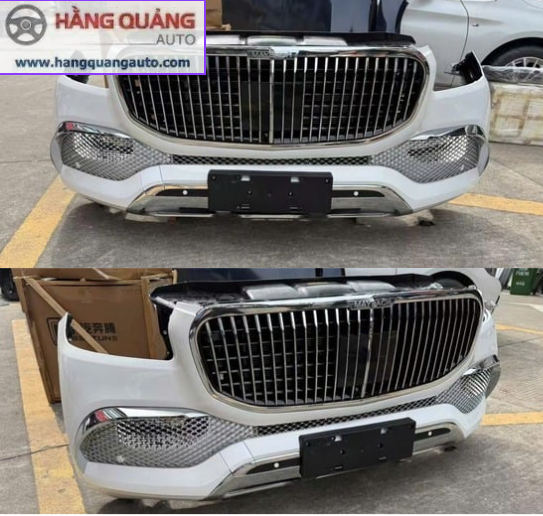 Bộ Đầu Trước GLS Maybach 2020 Gồm Cản Trước, Mặt Ca Lăng, Ốp Đèn Gầm